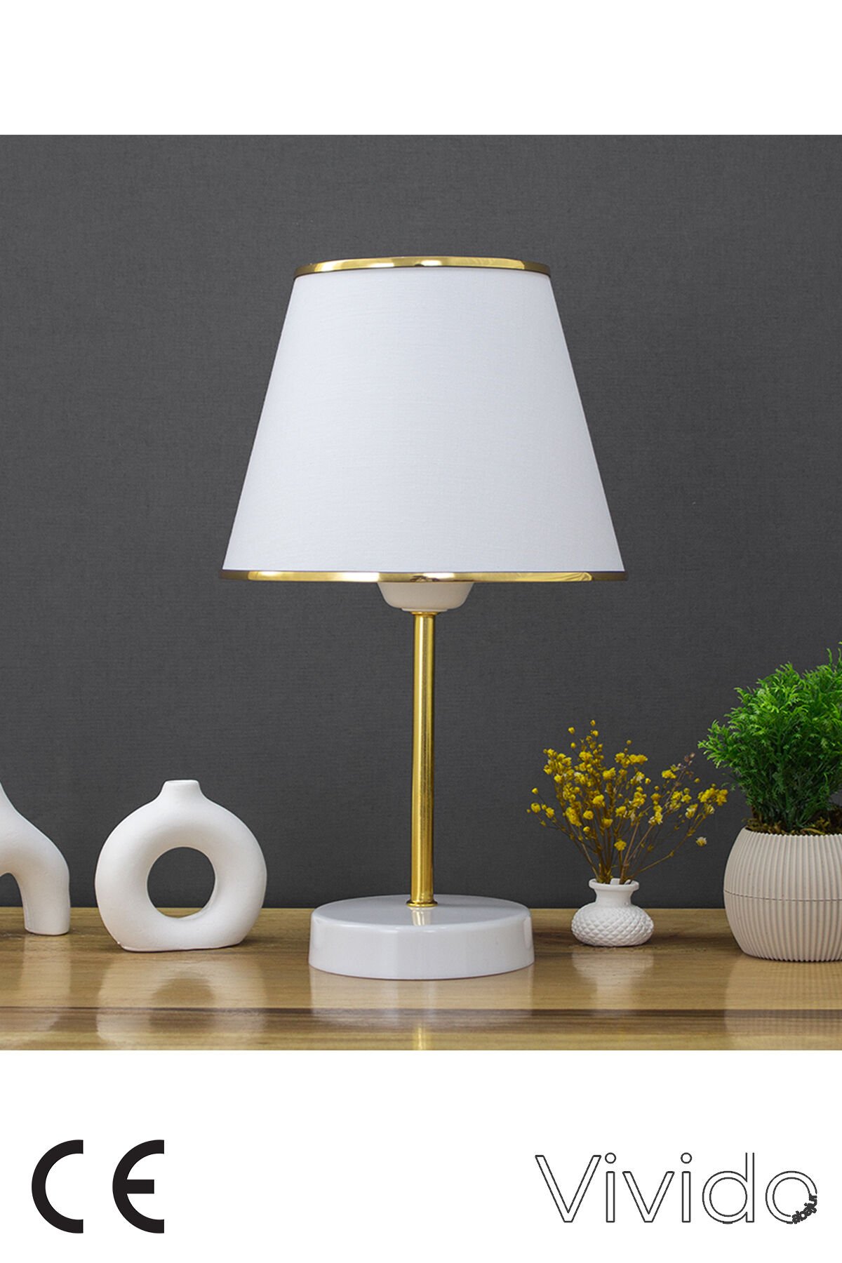 Beyaz Gold Safir Modern Abajur