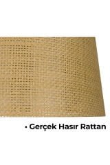 Doğal Rattan Hasır Ahşap Lambader