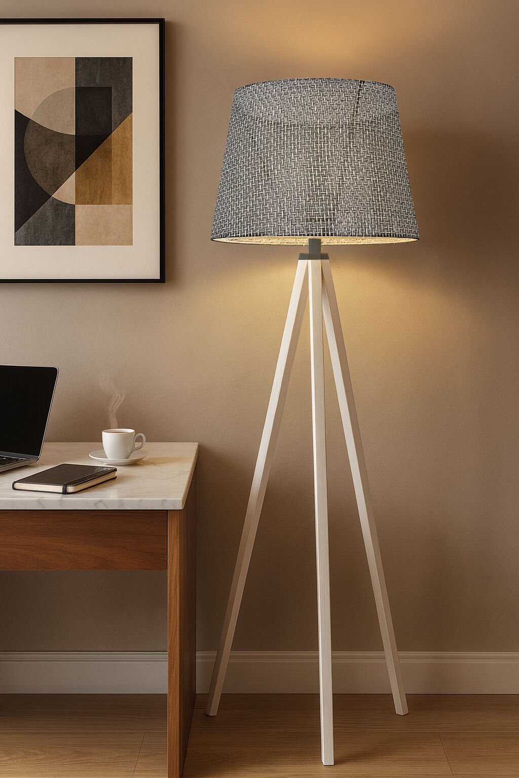 Mono Hasır Siyah-beyaz Lambader