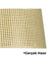 Doğal Hasır Krem Ahşap Lambader