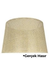Doğal Hasır Krem Ahşap Lambader